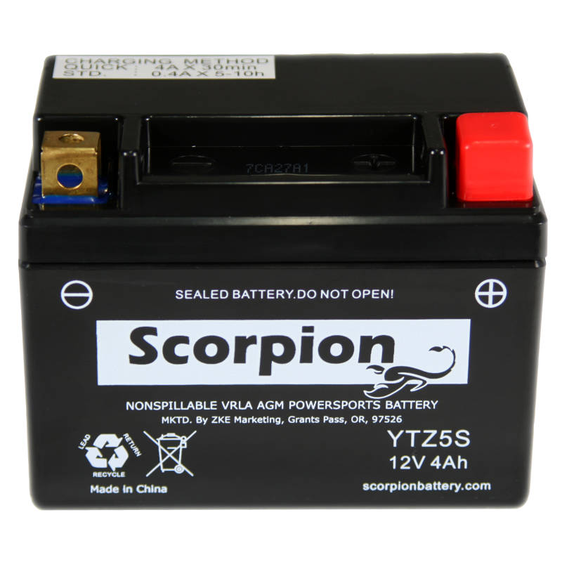 Scorpion YTZ5S Motorcycle Battery - 12v 65 CCA Sealed AGM Battery