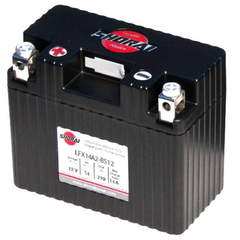 LFX14A2-BS12 Shorai 12v 14 AH PBEq LiFePO4 Power Sports Battery [+ -]