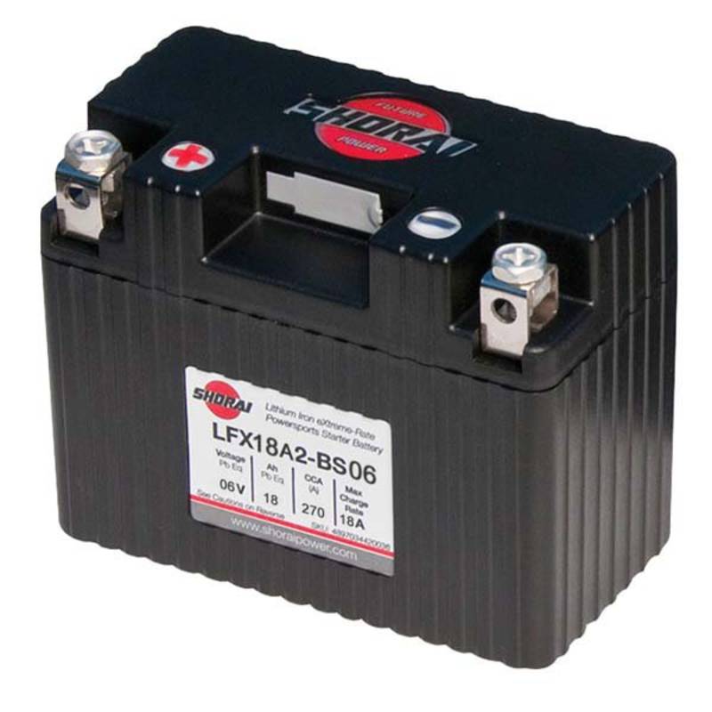 LFX18A2-BS06 Shorai 6v 18 AH PBEq LiFePO4 Power Sports Battery [+ -]