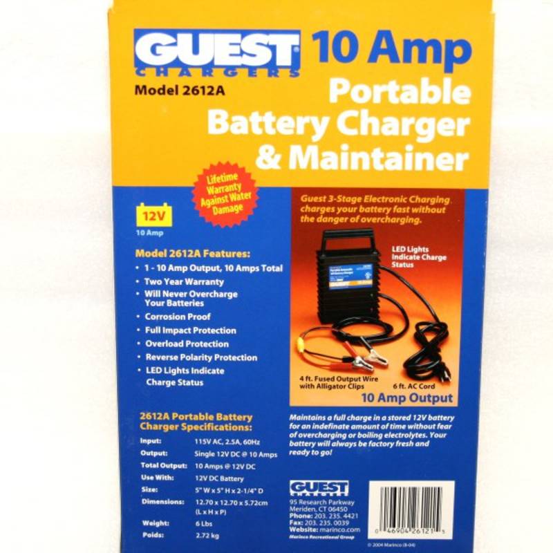 Marinco Guest 12v 10 Amp Portable Marine Charger GU2612A