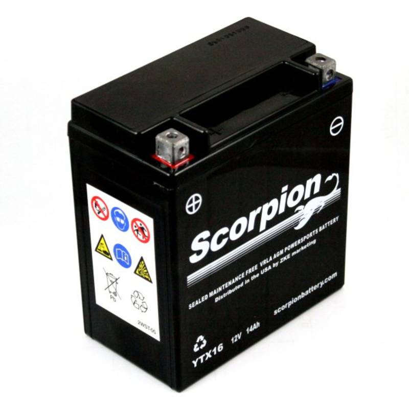 YTX16-BS Scorpion 12v 220 CCA AGM Power Sport & Motorcycle Battery