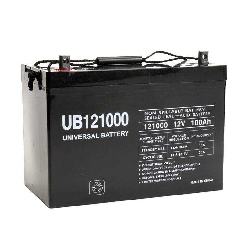 Universal Battery UB121000 | Universal 12v 100 AH Deep Cycle Sealed AGM Marine & RV Battery by UPG