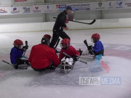 На «Ледовой арене» Луганска прошла тренировка по следж-хоккею