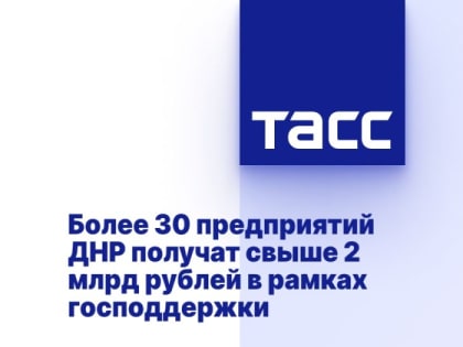 Более 30 предприятий ДНР получат свыше 2 млрд рублей в рамках господдержки