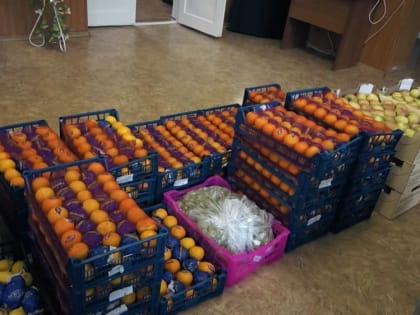 Воспитанники Перевальской школы-интерната получили фрукты от Российского союза спасателей