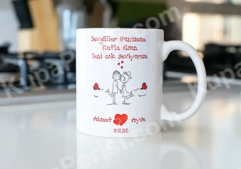 Sevgililer Günü Aşık Çift İsimli Kupa