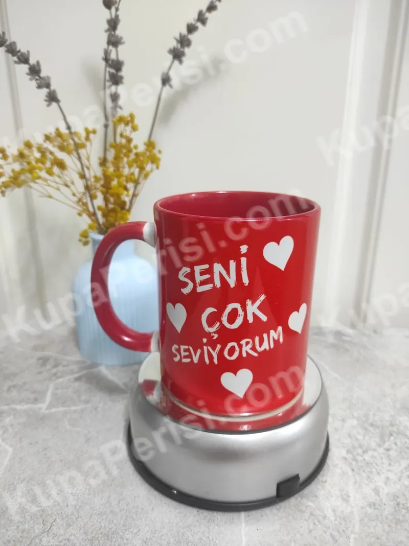 Kırmızı Kalpli Seni Seviyorum Kupa