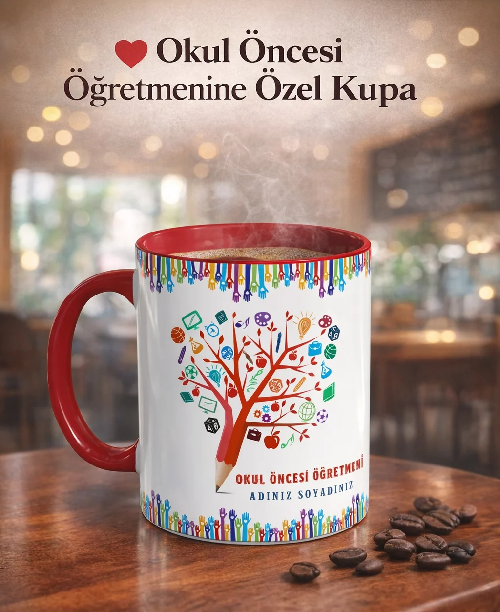 Minik Zihinlere Büyük Kalp Öğretmen Kupası - Detay Görseli 2