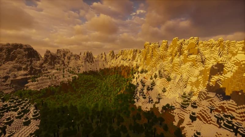 Massive Cliff Valley with Dense Forest Minecraft seed screenshot