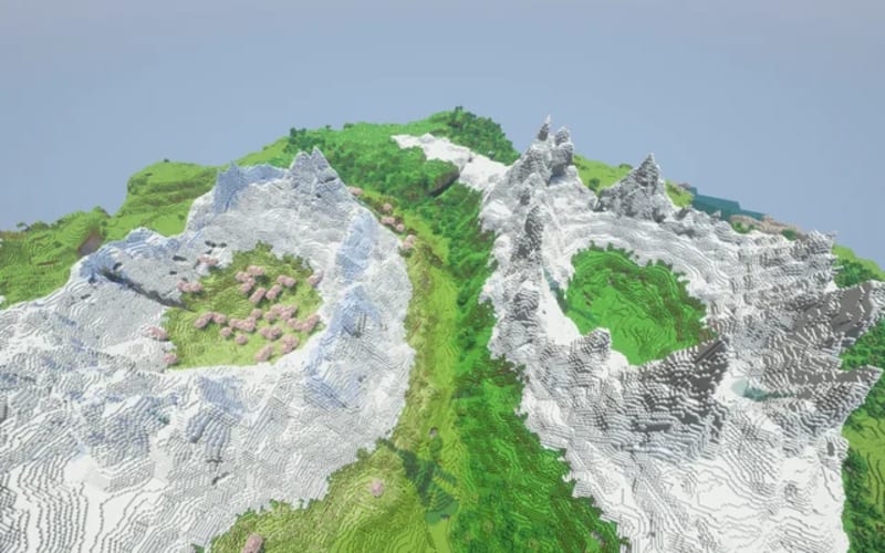 Twin Mountain Bowl Valley Minecraft seed screenshot