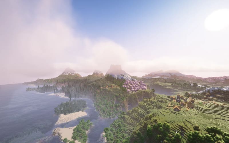 Big Continent Village Spawn Minecraft seed screenshot