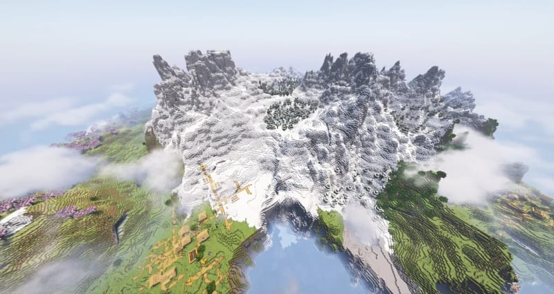 Cherry Ridge Frozen Basin Minecraft seed screenshot