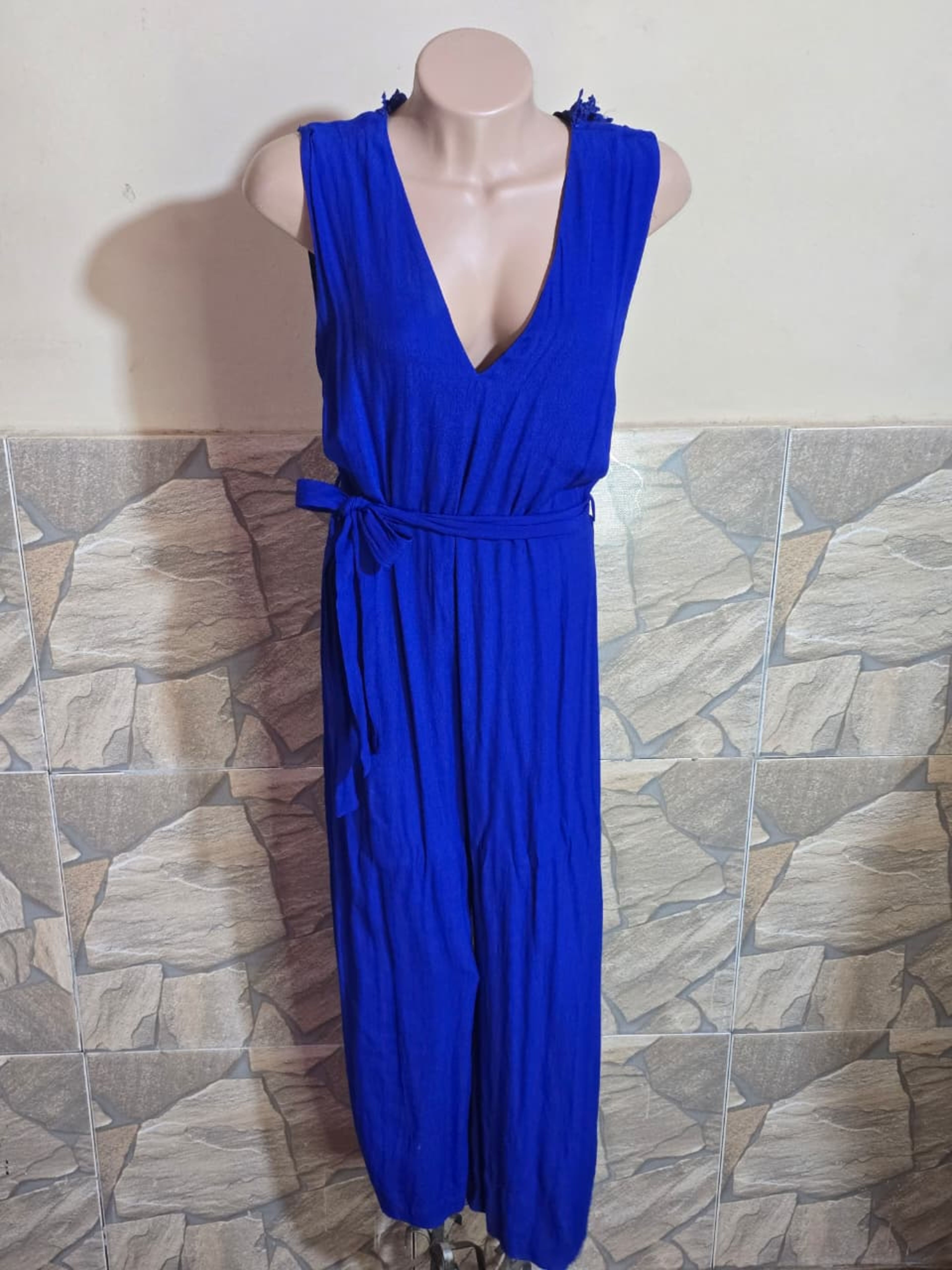 Enterizo Largo Elegante Azul Zara 4