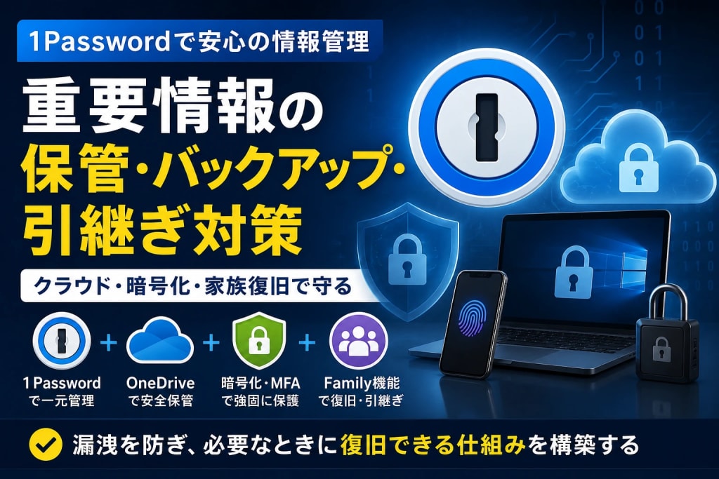 1Passwordを活用した安全な重要情報管理イメージ