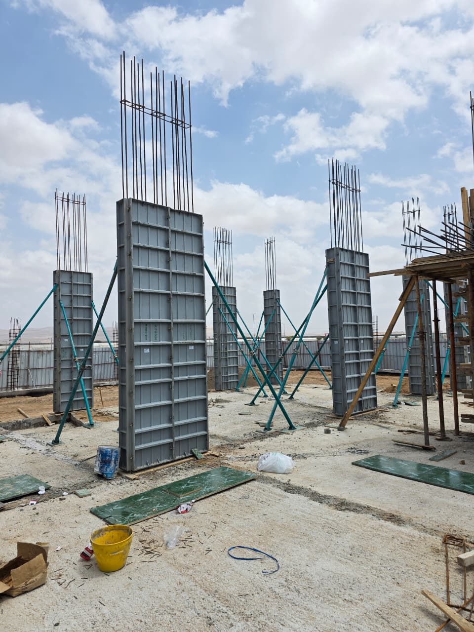 Column formwork installed on site