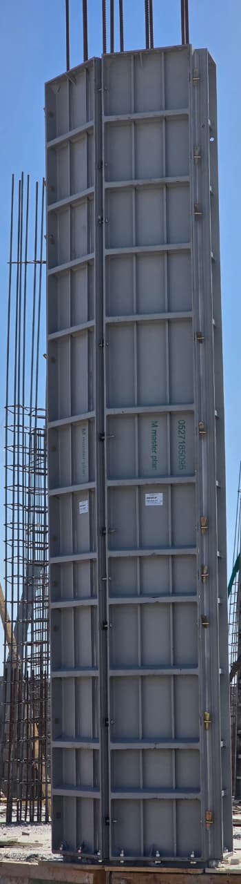 Column formwork installed on site
