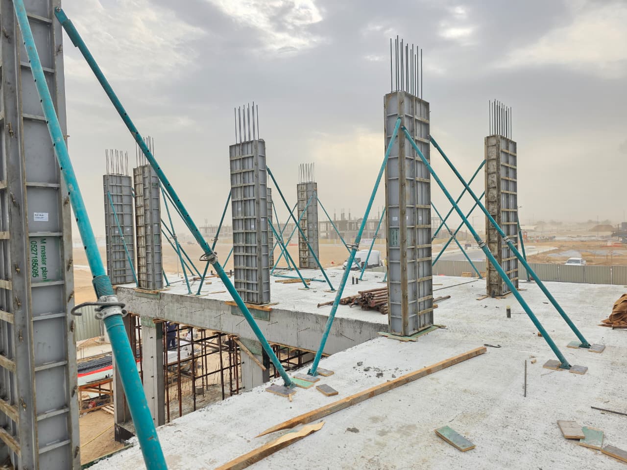 Column formwork installed on site
