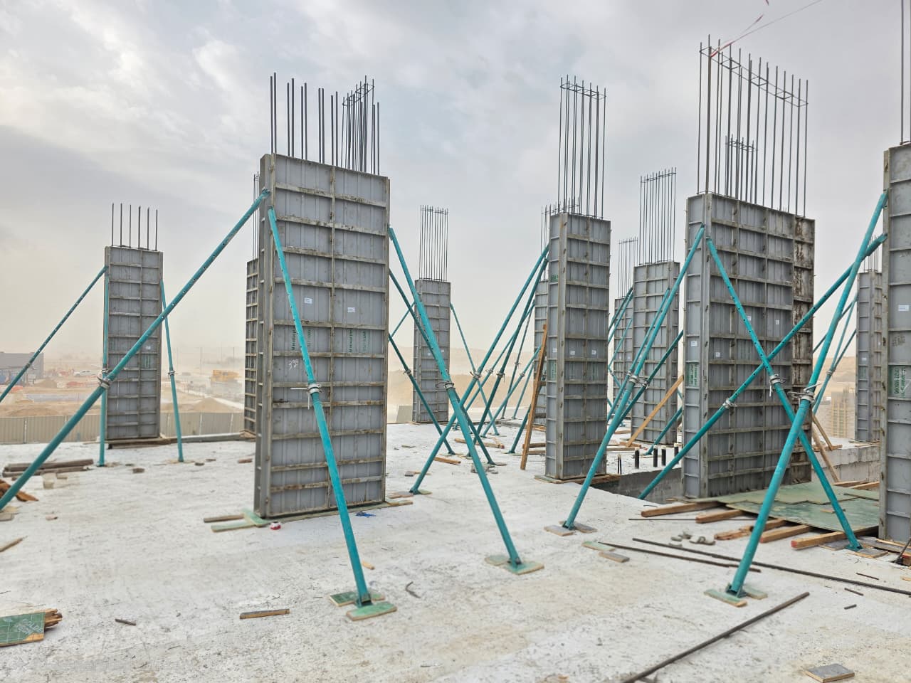 Column formwork installed on site