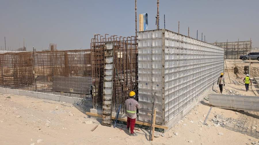 Aluminum formwork system used on a reinforced concrete project