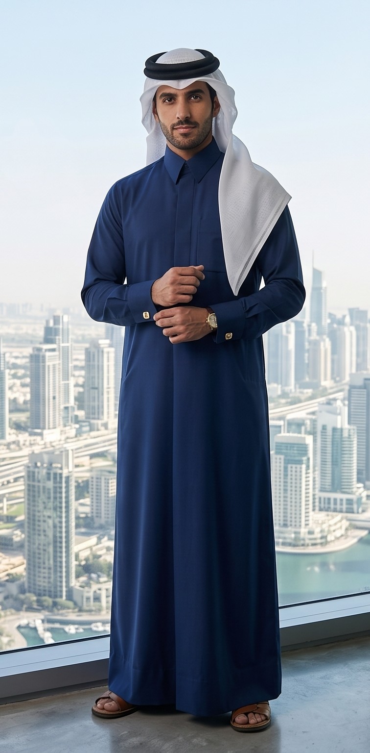 Qatari Style — original BAIT AL LIBAS client photograph, displayed uncropped