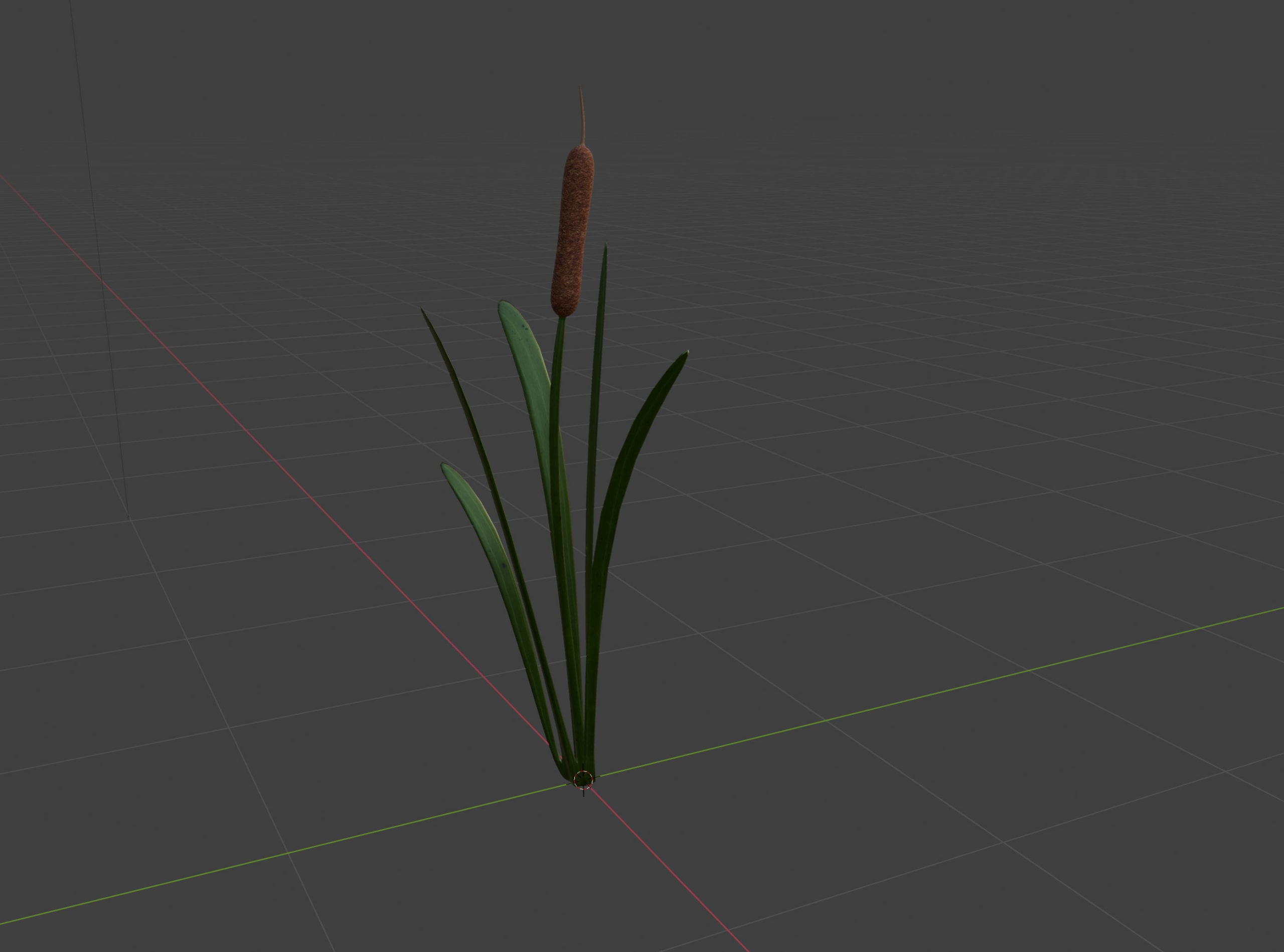 A 3D model of a cattail plant.