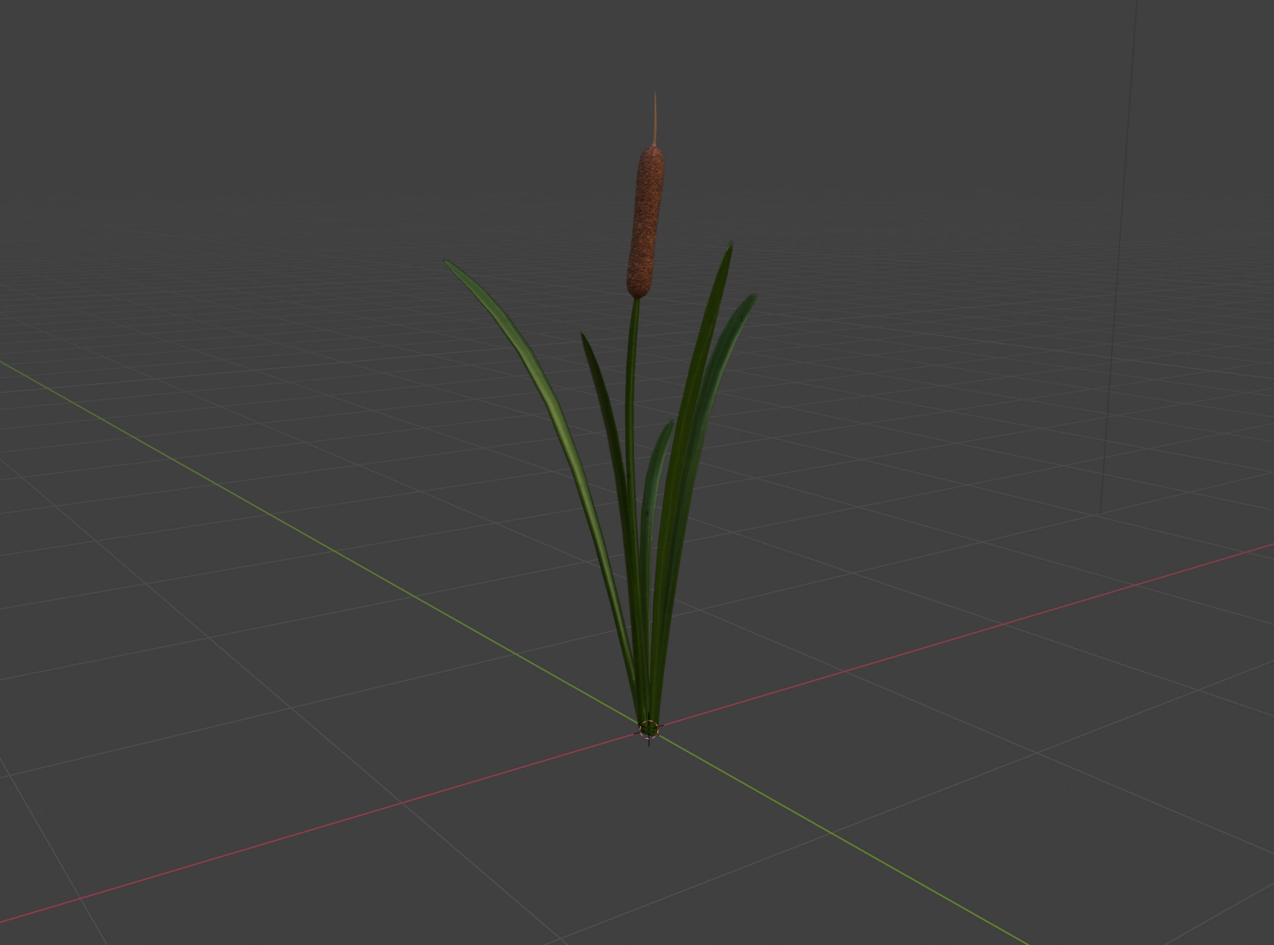 A 3D model of a cattail plant.