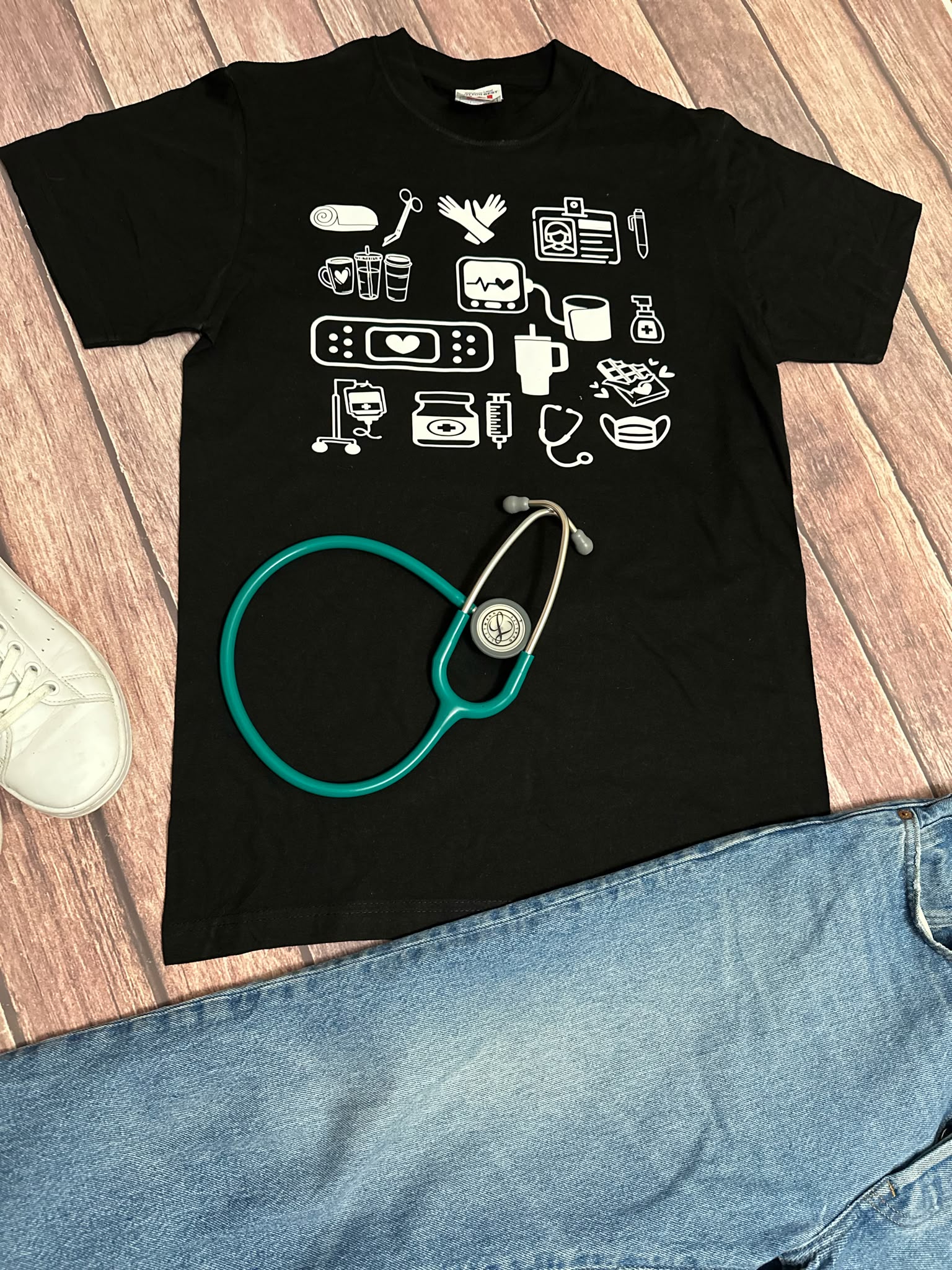 Black Medical Icons T-Shirt