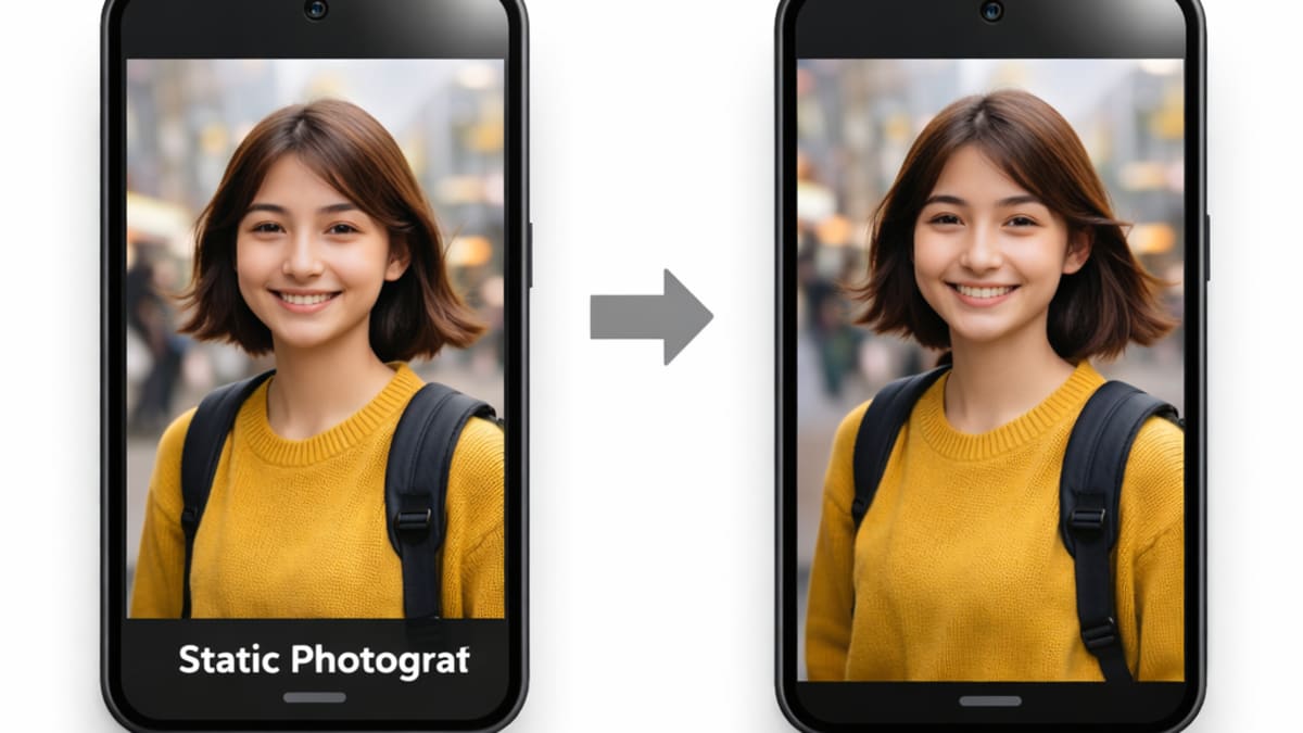 Google Veo 3.1 converting a single image into a realistic vertical video with subtle motion and depth
