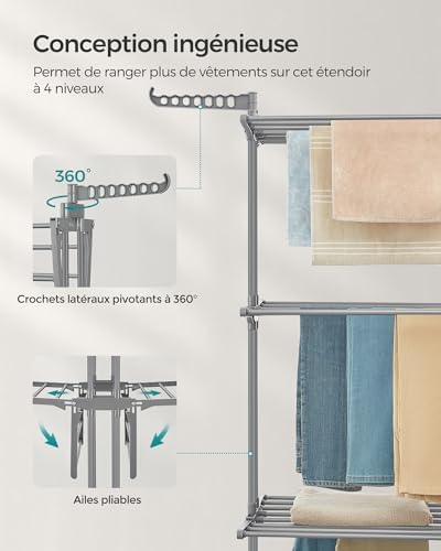 Vue 5 de Songmics Etendoir Linge