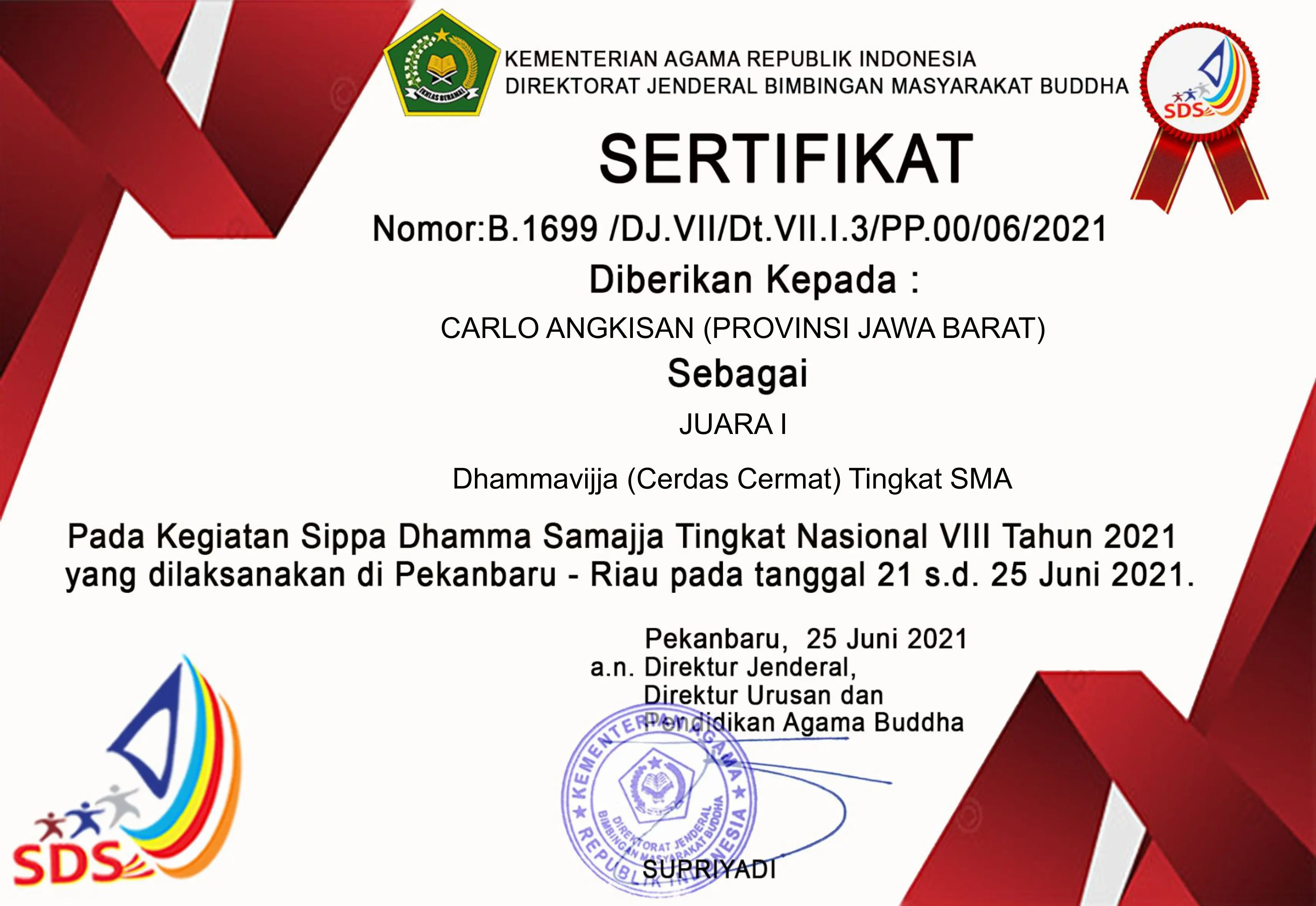 [National] 1st Winner of Dhammavijja Senior High School Competition, Sippa Dhamma Samajja VIII - 1