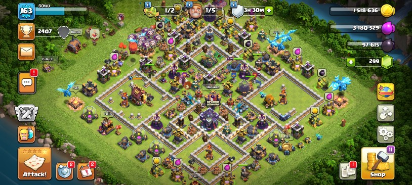 Clash of Clans Account – TH:15, Level 163, 0 Gems, BK:55, AQ:54, GW:41, RC:38 (IOS/Android)
