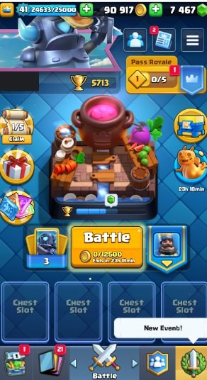 KT 14, LVL 41, Trophy 5713, Emotes 14, Gems 7467, Cards 105, Gold 90k (IOS/Android)