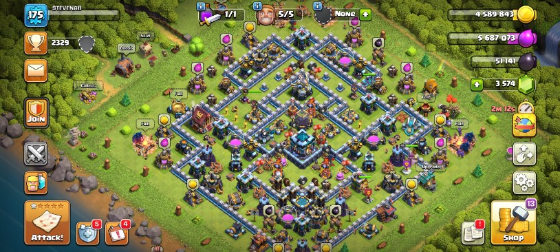 Clash of Clans Account – TH:13, Level 175, 3600 Gems, BK:71, AQ:71, GW:43, RC:49 (IOS/Android)