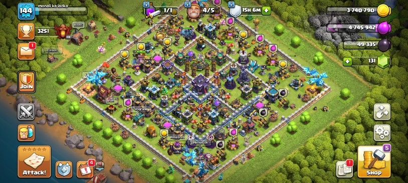 Clash of Clans Account – TH:15, Level 144, 0 Gems, BK:40, AQ:47, GW:41, RC:29 (IOS/Android)