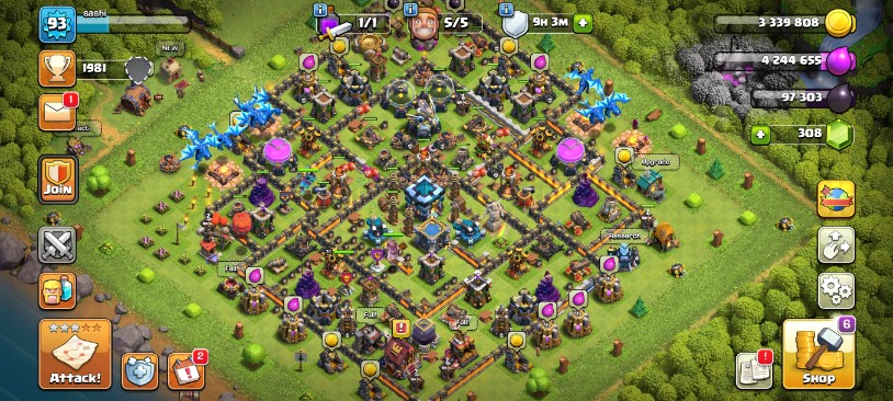 Clash of Clans Account – TH:13, Level 93, 0 Gems, BK:30, AQ:27, GW:21, RC:4 (IOS/Android)