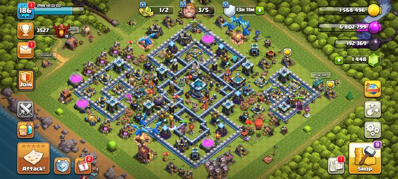 Clash of Clans Account – TH:13, Level 186, 1400 Gems, BK:68, AQ:74, GW:42, RC:44, Pet:14 (IOS/Android)