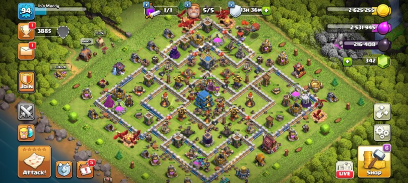 Clash of Clans Account – TH:12, Level 94, 342 Gems, BK:27, AQ:32, GW:28, RC:2 (IOS/Android)