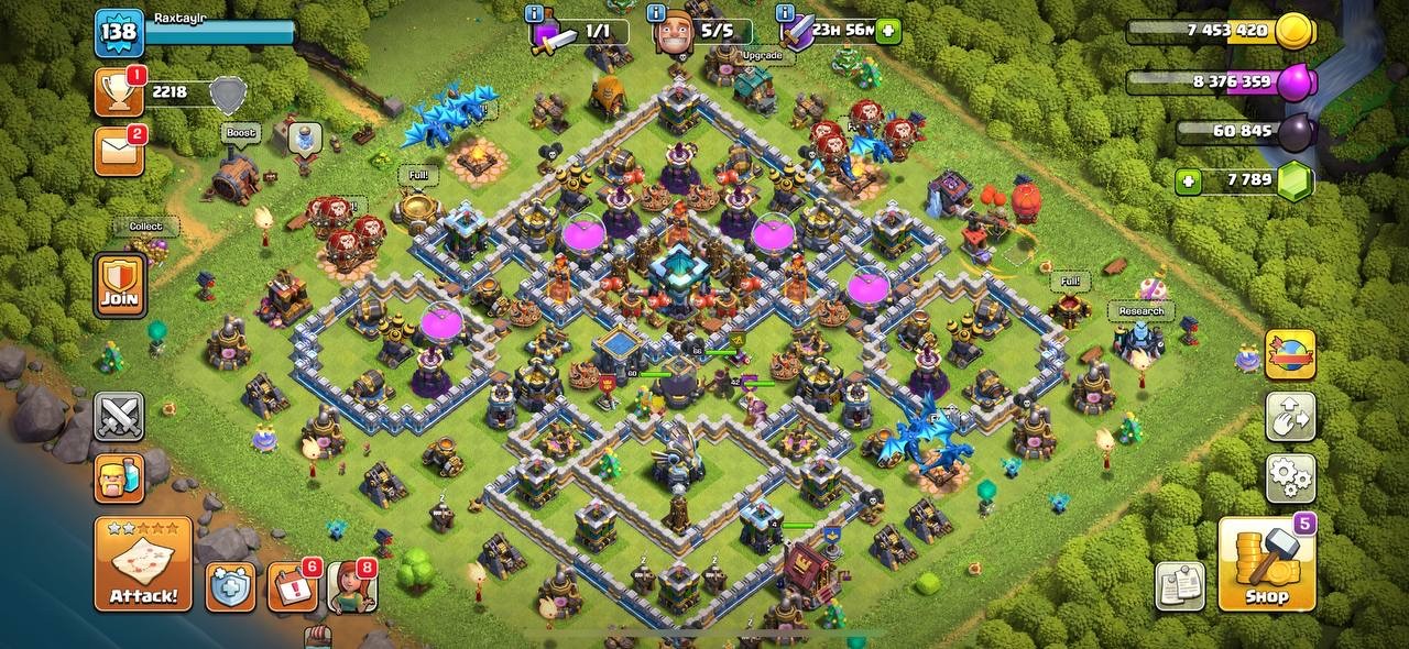 Clash of Clans Account – TH:13, Level 138, 8000 Gems, BK:60, AQ:66, GW:41, RC:42 (IOS/Android)