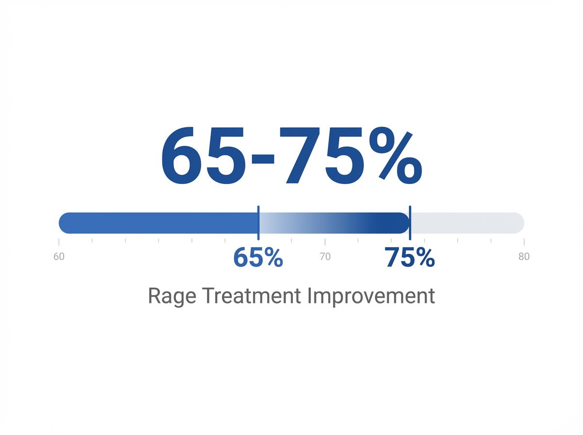 Infographic showing Improvement in Rage with Intensive Residential Treatment: 65-75%