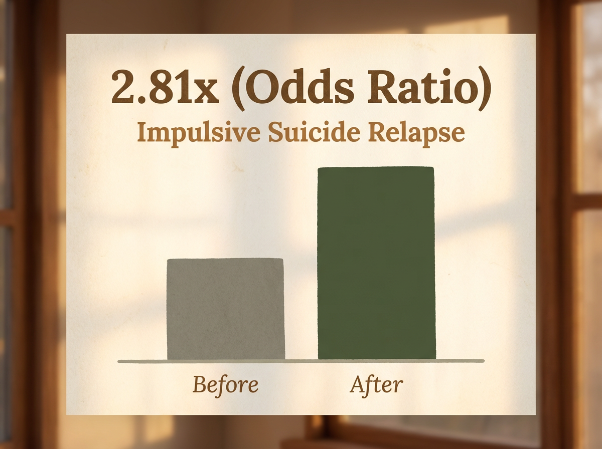 Infographic showing Increased Relapse Risk for Patients with Impulsive Suicide Attempts: 2.81x (Odds Ratio)