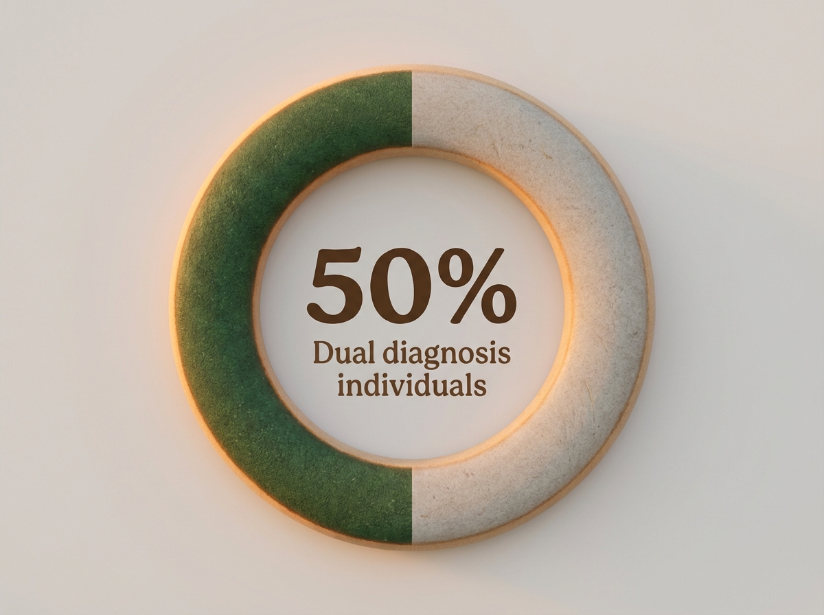 Infographic showing Individuals with SUD who also have a mental health disorder: 50%