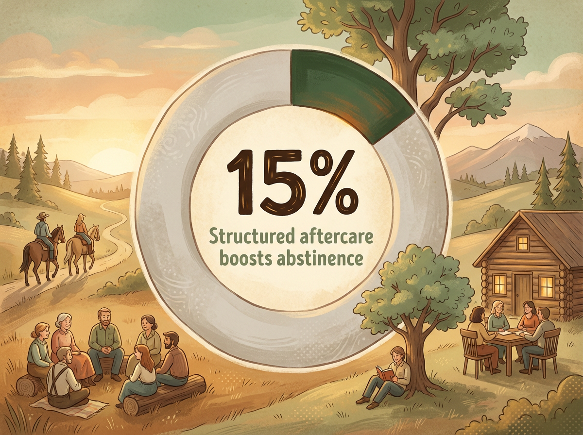 Infographic showing Increase in abstinence rates with structured aftercare: 15%