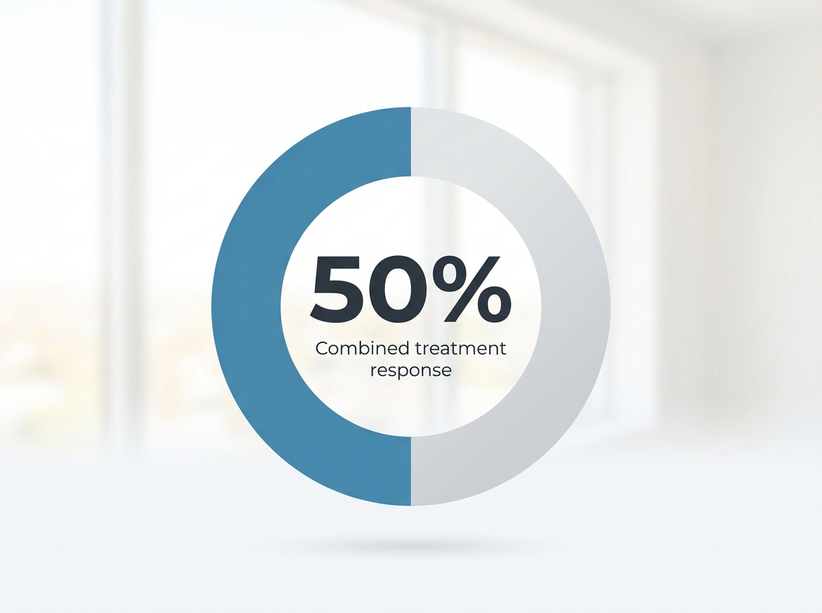 Infographic showing Response rate to combined treatment for co-occurring disorders: 50%