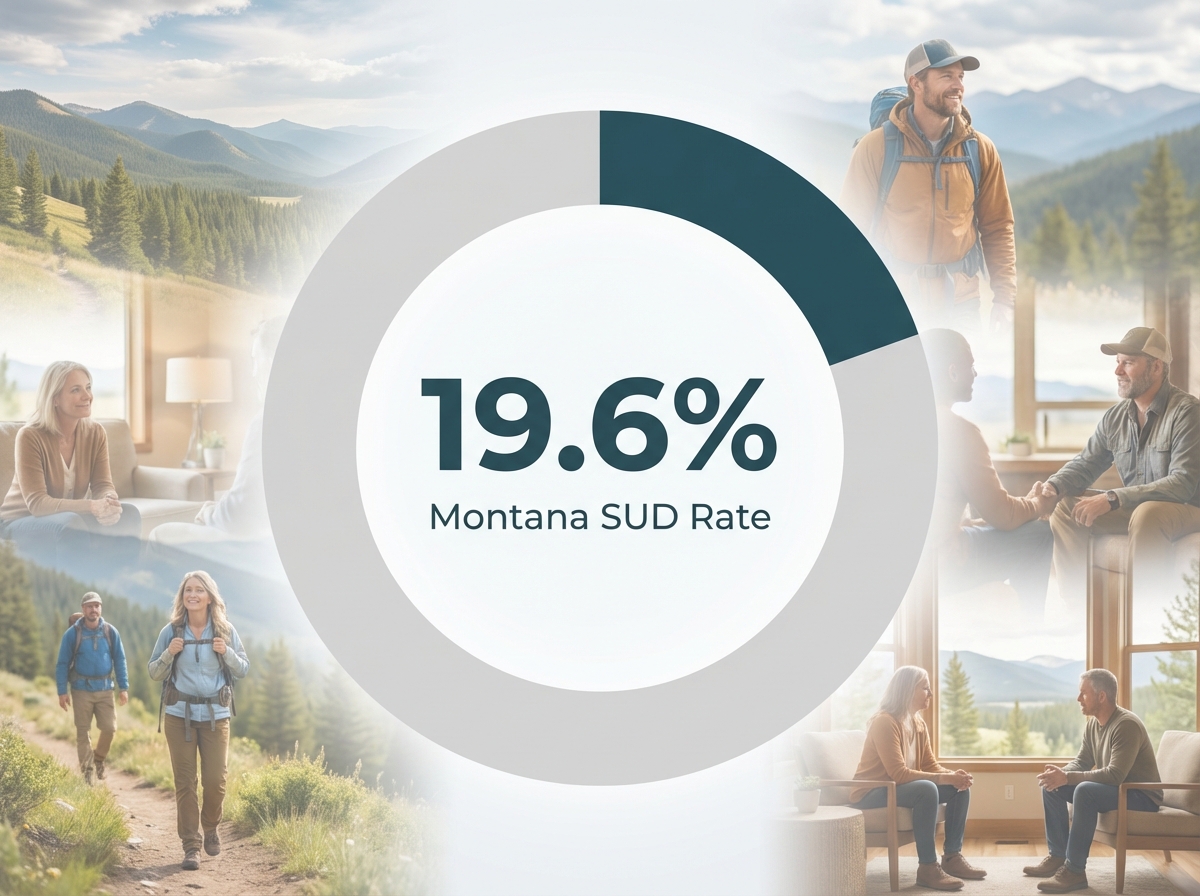 Infographic showing Percentage of Montana Population with Substance Use Disorder (SUD): 19.6%