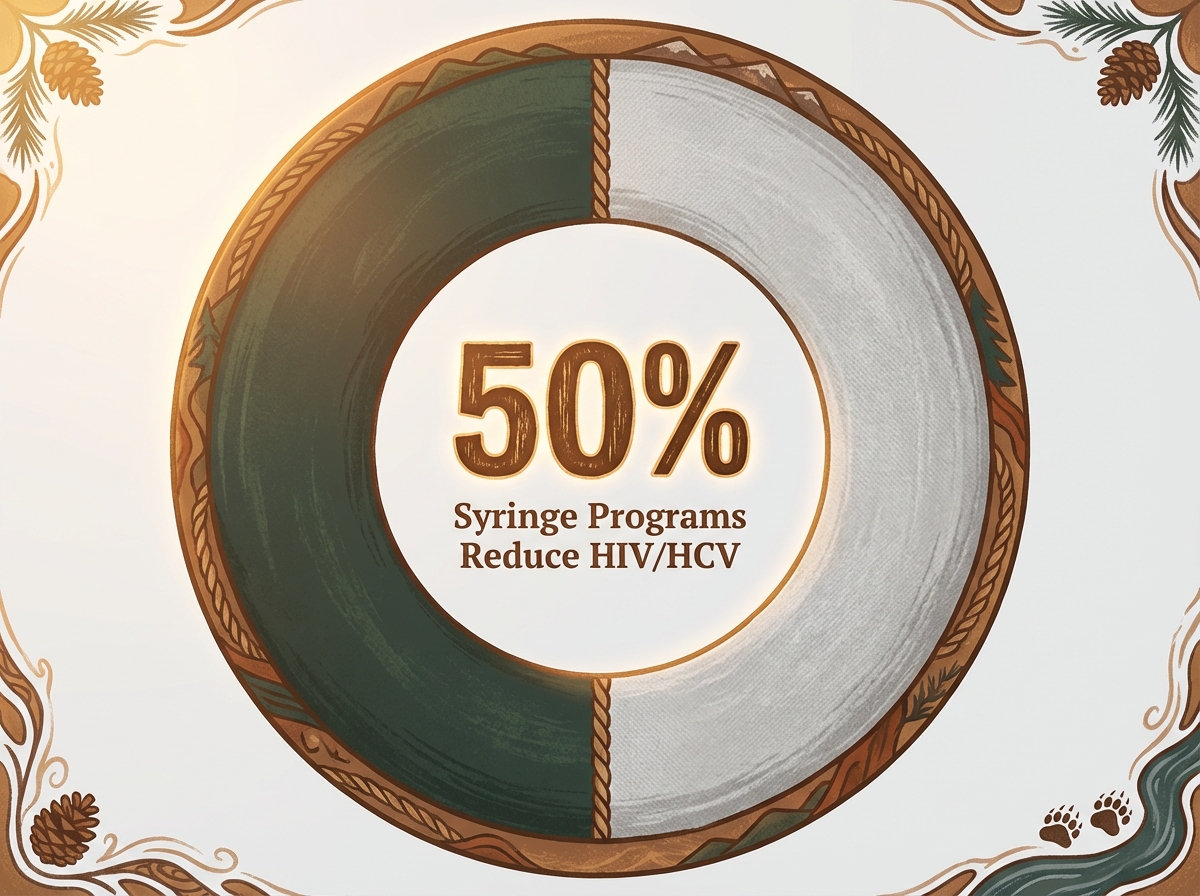 Infographic showing Reduction in HIV/HCV Infection Rates from Syringe Service Programs: 50%