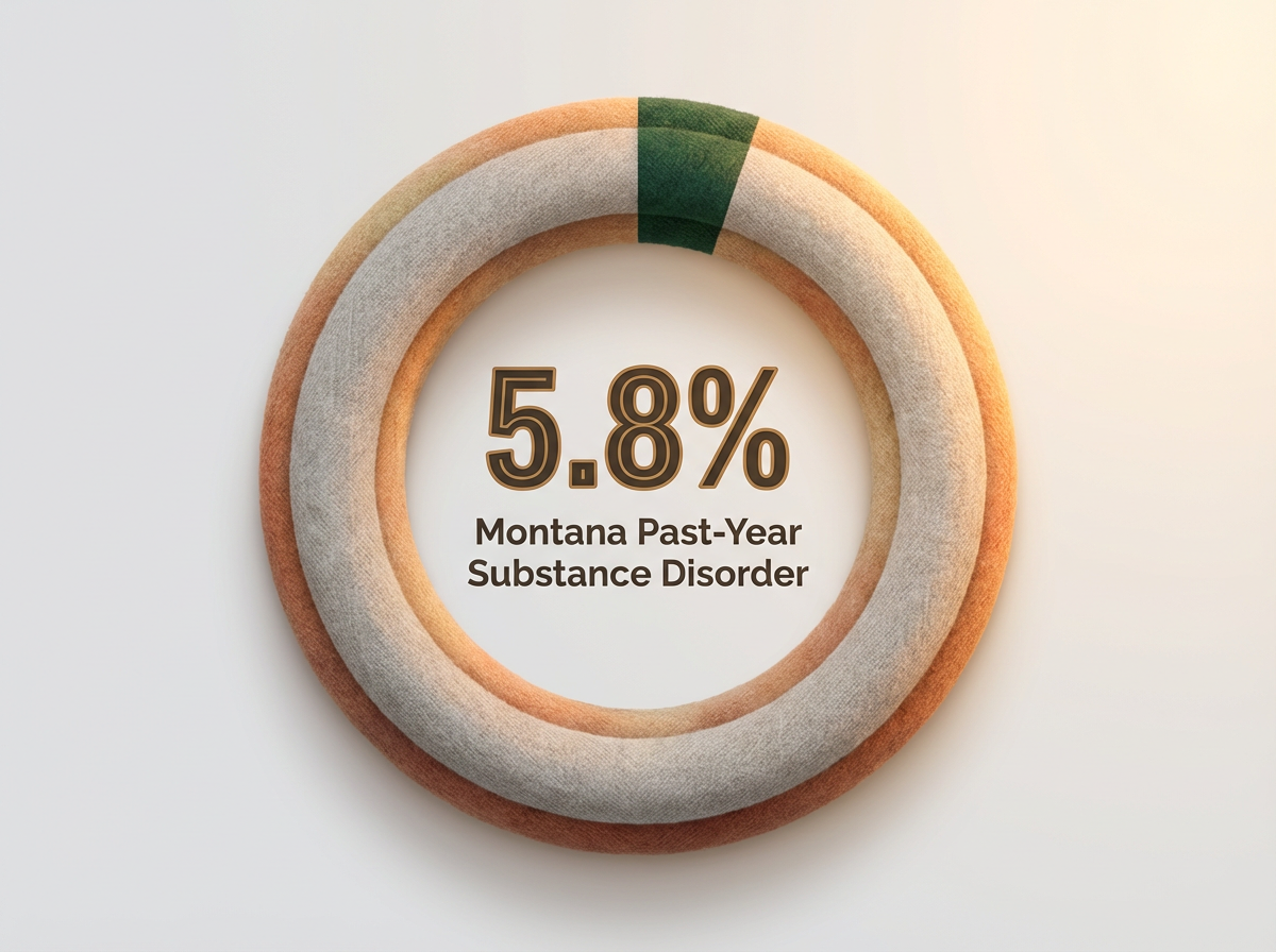 Infographic showing Montana Past-Year Substance Use Disorder Rate (Ages 12+): 5.8%