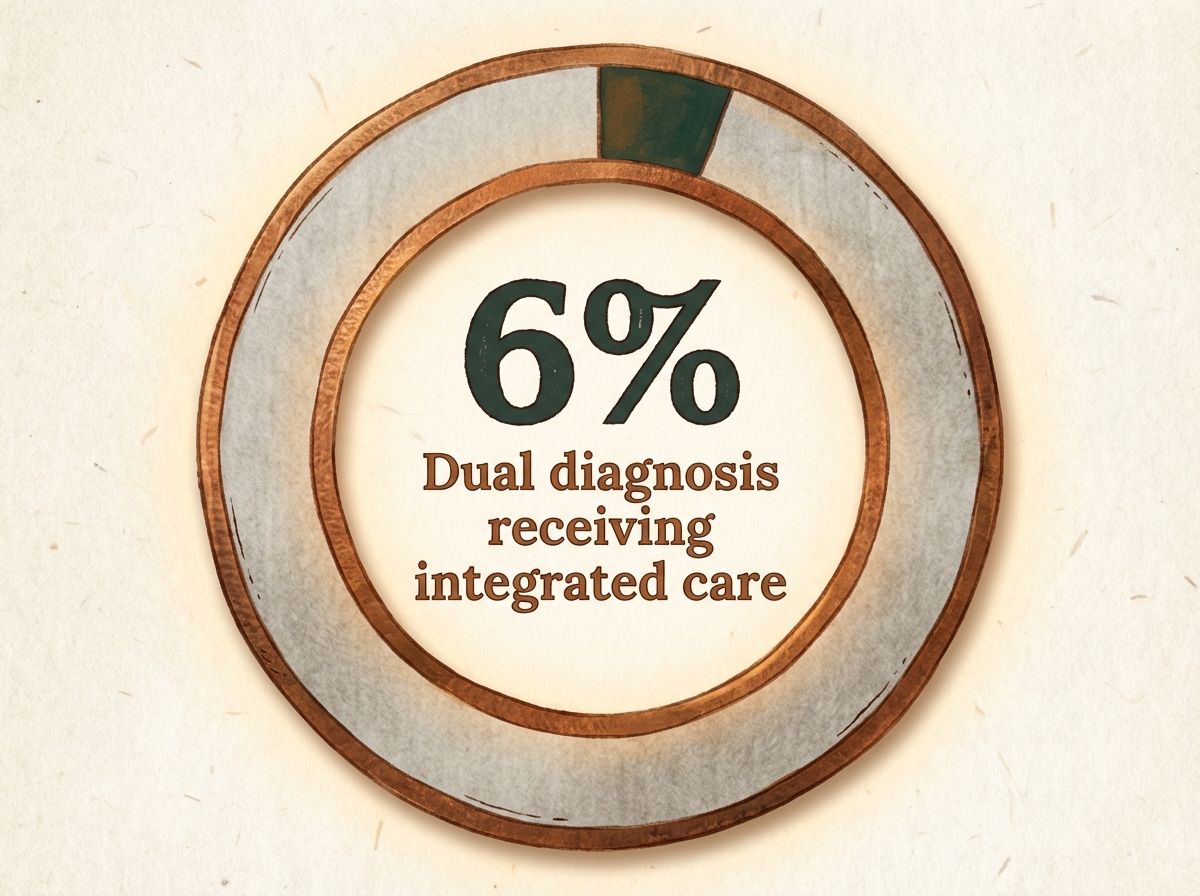 Infographic showing Percentage of individuals with dual diagnosis receiving fully integrated care: 6%