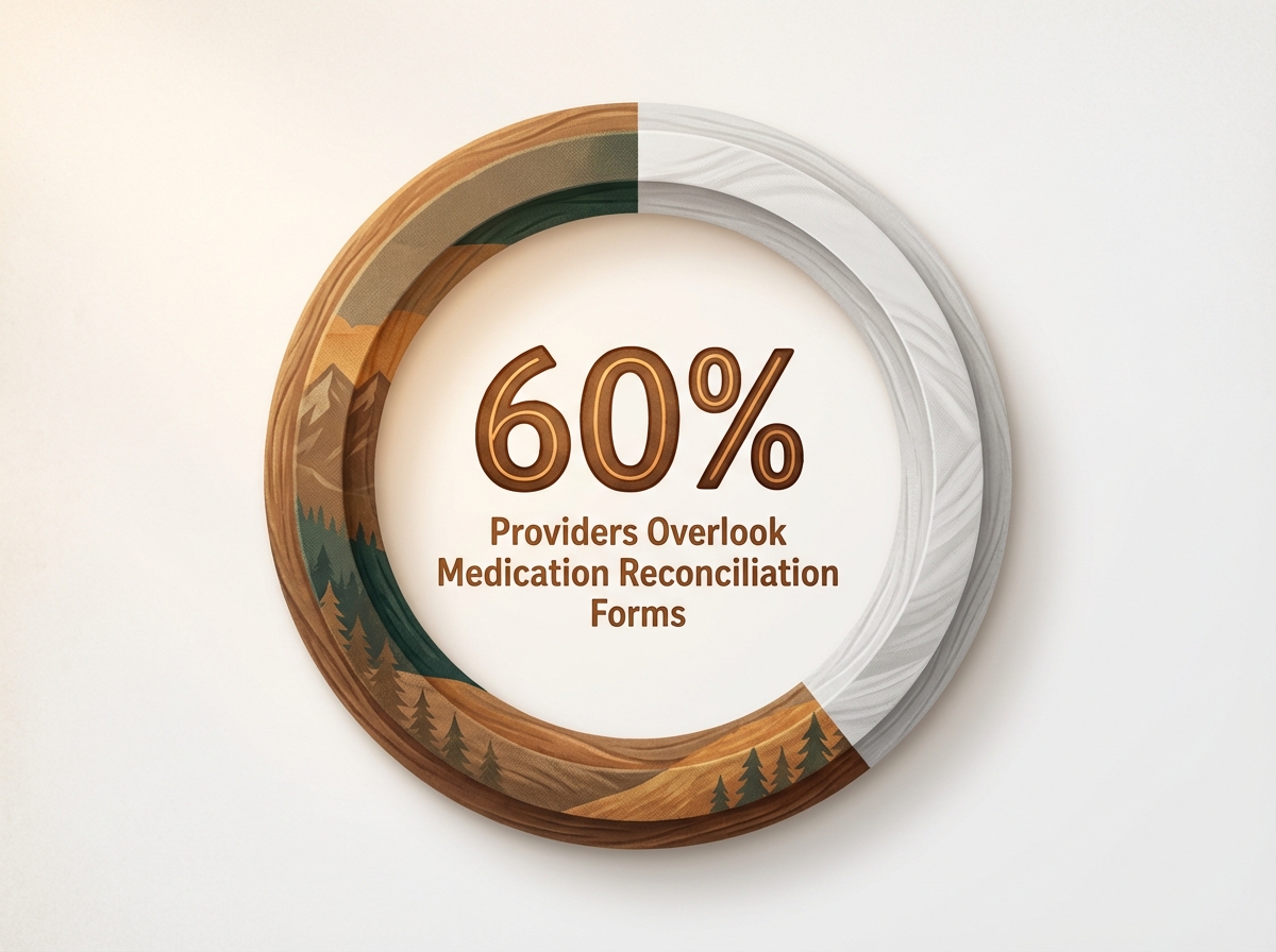 Infographic showing Medication Reconciliation Forms Overlooked by Providers: 60%