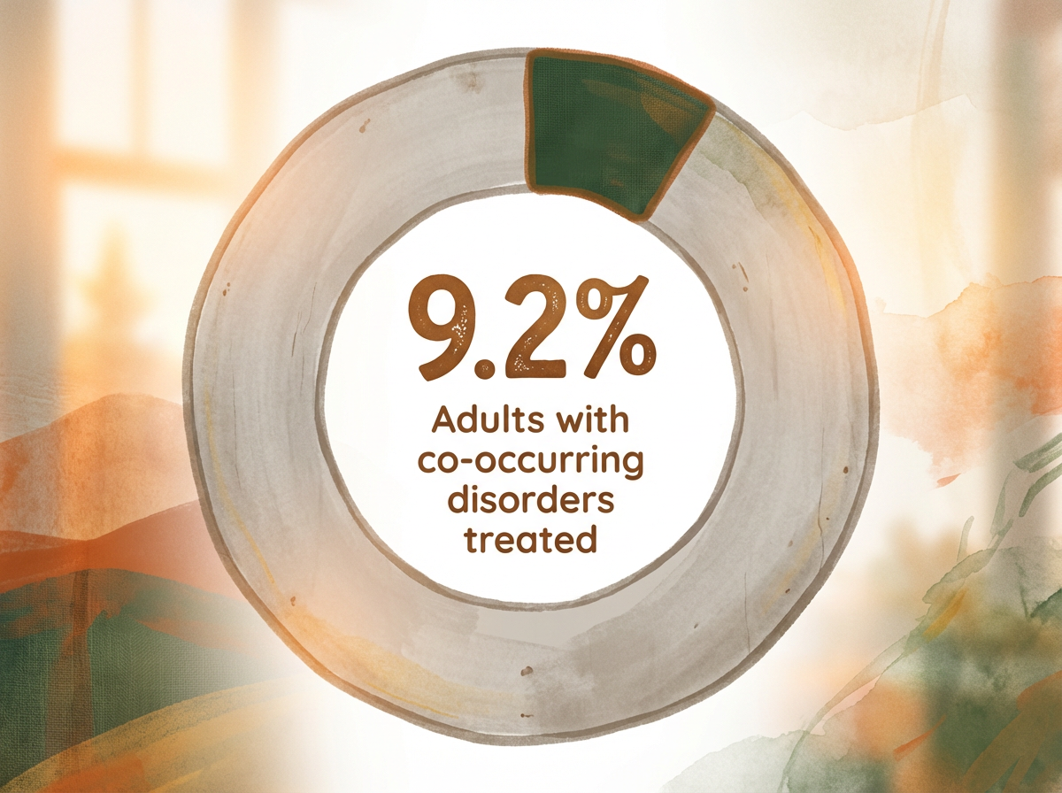 Infographic showing Percentage of adults with co-occurring disorders who received simultaneous treatment: 9.2%