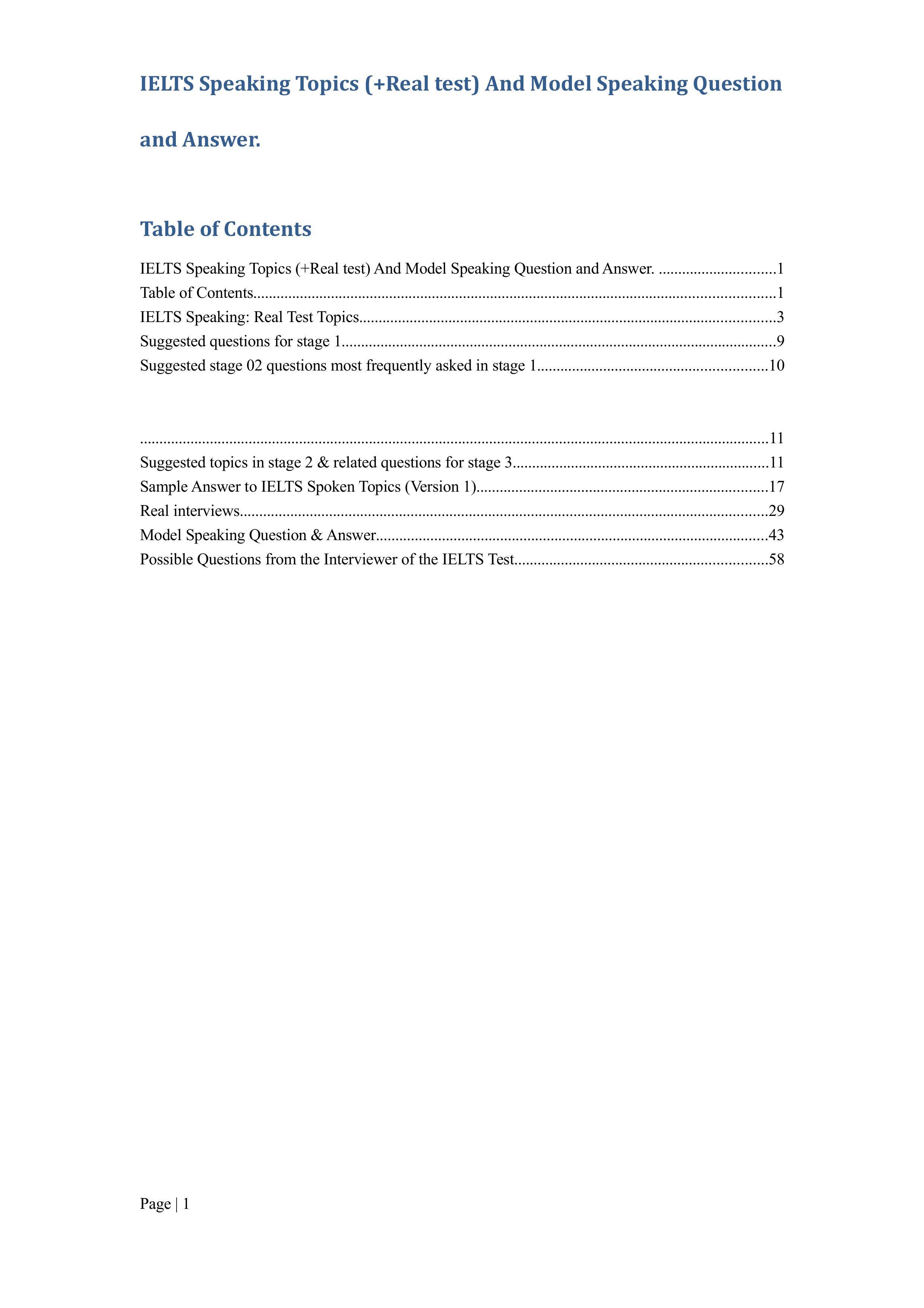 Real IELTS Speaking Task Model IELTS Speaking Topics and Answers Downloading is available now